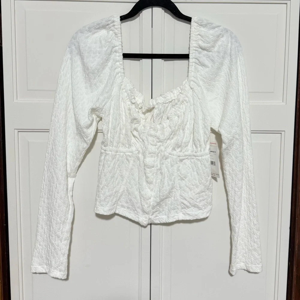 NWT Free People Ladybug long sleeve top in ivory size XL